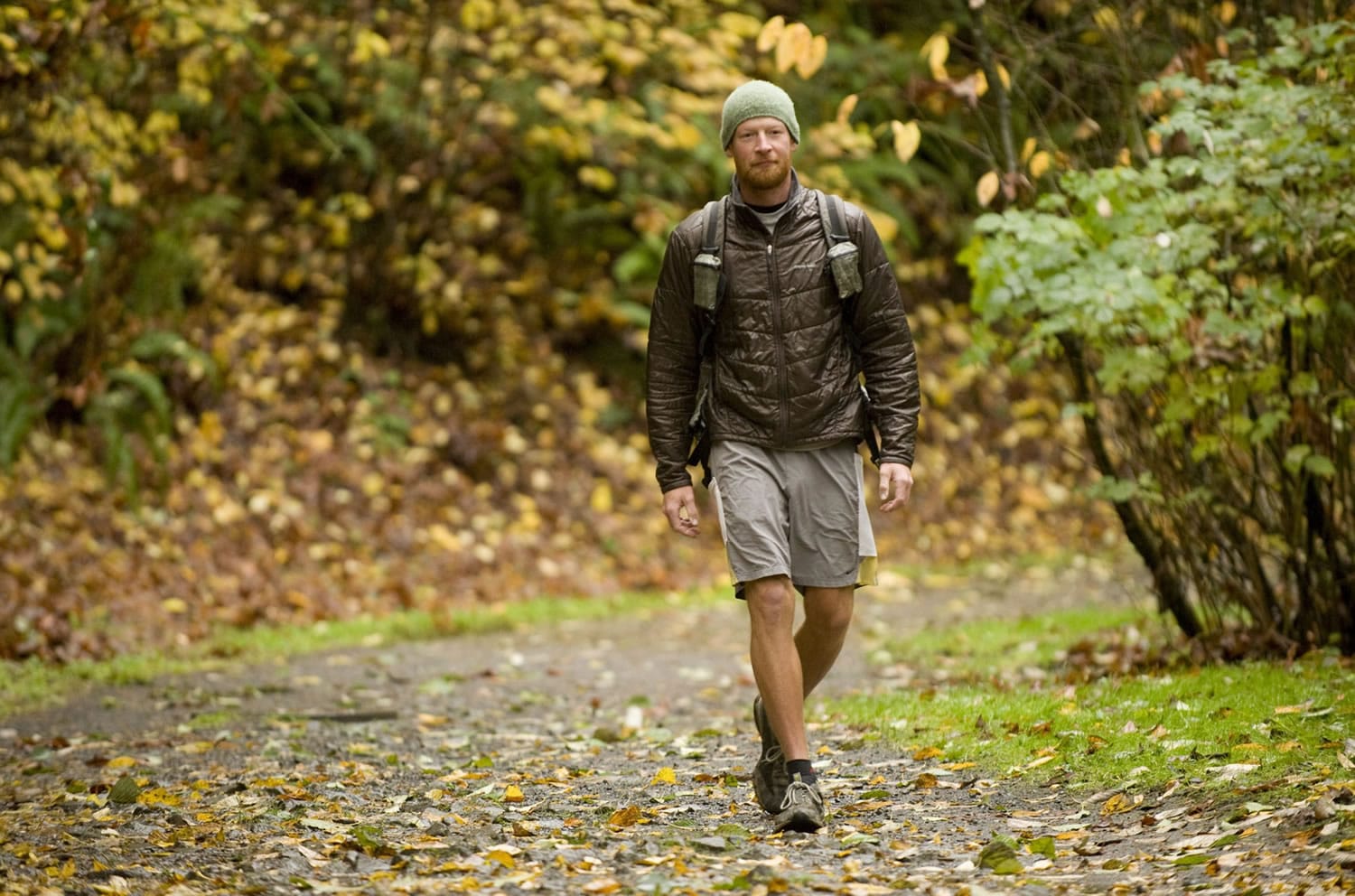 Kevin DeGraw of Vancouver, 32, who has hiked the Appalachian Trail, the Pacific Crest Trail and the Continental Divide Trail in the past four years, takes on the Cougar Creek Trail in Vancouver last week.