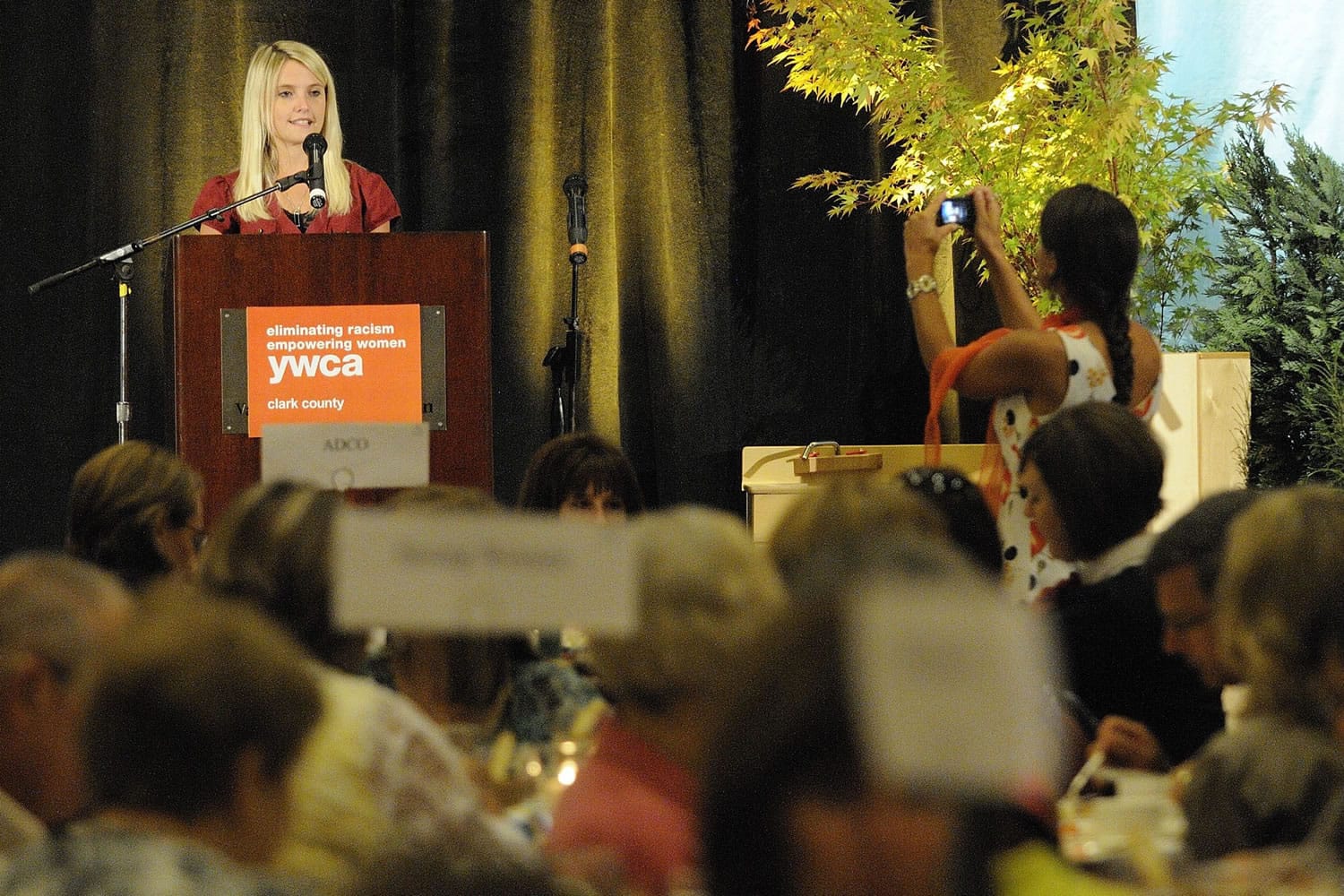 Author and activist Erin Merryn tells her story of sexual abuse at a YWCA luncheon on Wednesday in Vancouver.