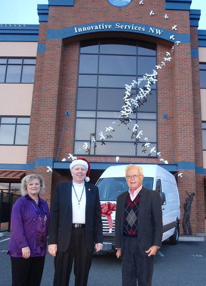 VanMall: Pictured with the new Innovative Services NW 2011 Sprinter Van are Launda Carroll, president and CEO, Innovative Services NW; Ron Torgensen, board member of Innovative Services NW; and Allen Dobbins, board member of the HEDCO Foundation