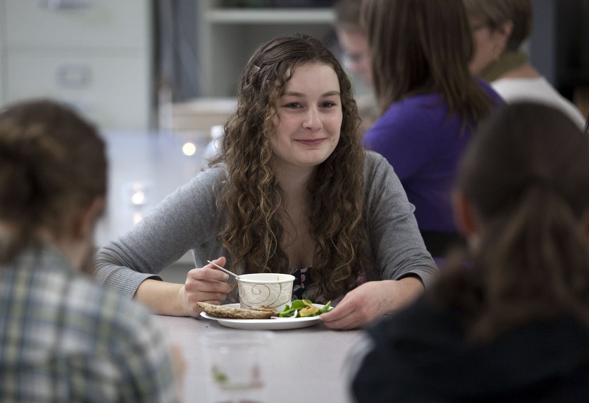 Vancouver School of Arts and Academics sophomore Justine Hanrahan organized the 100 Mile Lunch, which featured food grown or produced within 100 miles of the school.