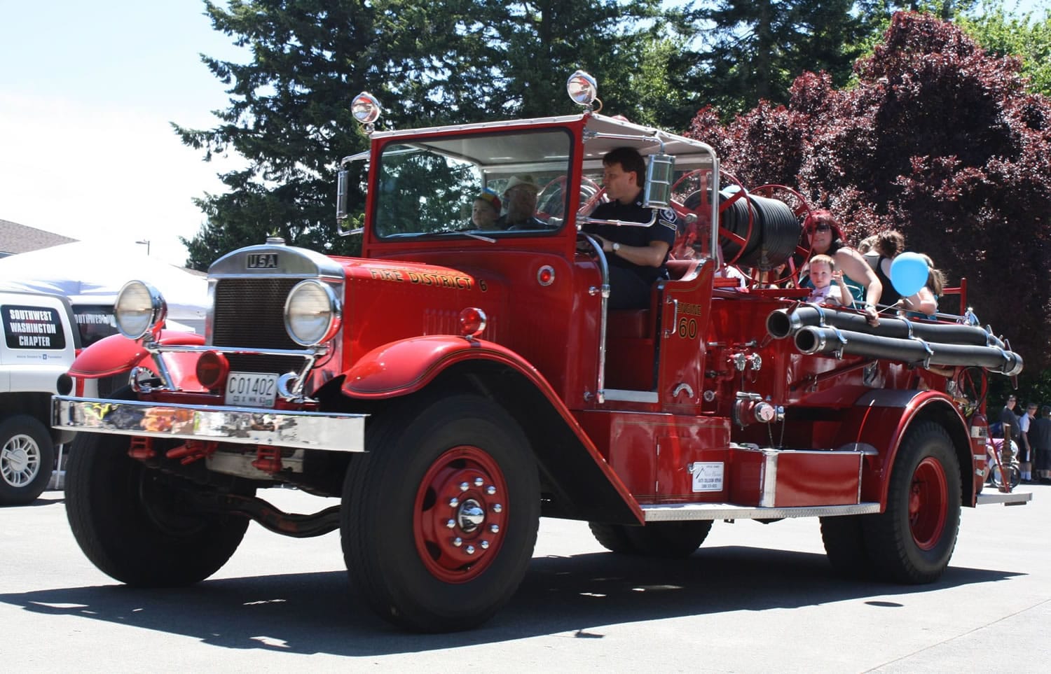 Firefighters from Fire District 6 gave rides in a 1940-model Holabird engine, which Dick Streissguth said was built by the U.S Army Corps of Engineers.