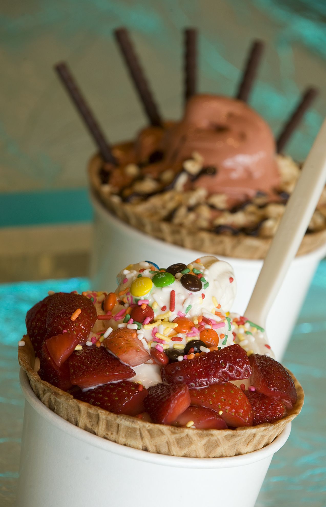 Frozen yogurt aficionados can pick from a wide array of toppings at Yo 2 Go in Vancouver.