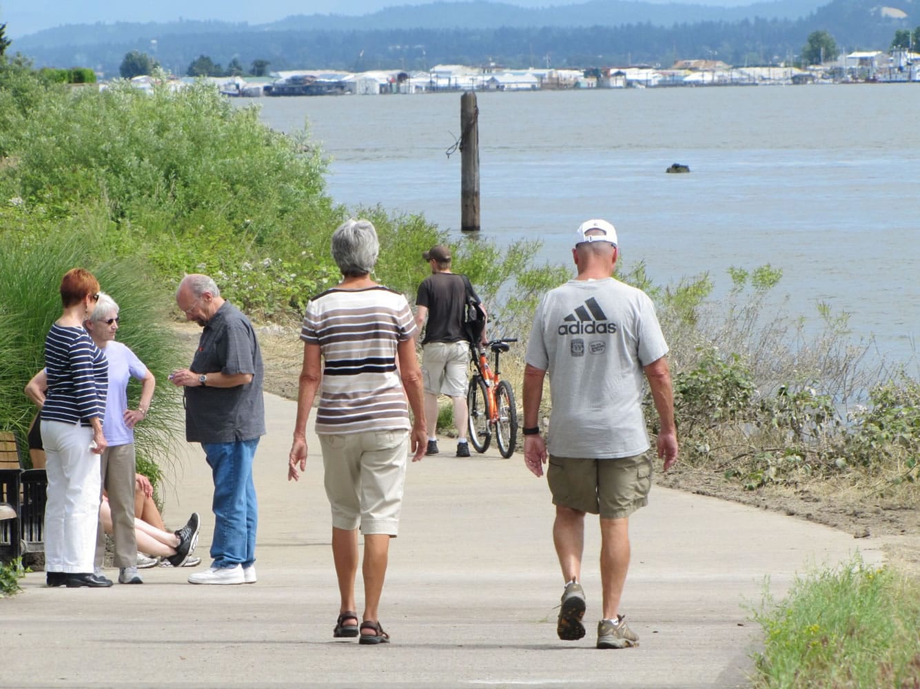 People enjoy Vancouver's Waterfront Renaissance Trail on Tuesday near Columbia Shores condominiums.