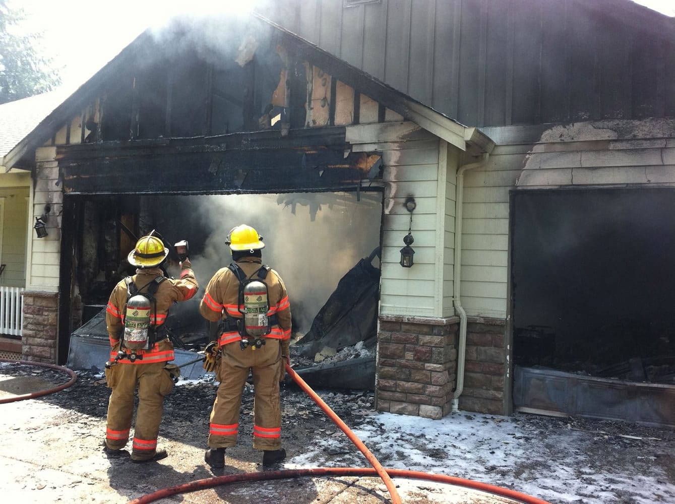 Firefighters extinguished a garage fire at 38310 N.E. 172nd Ave.