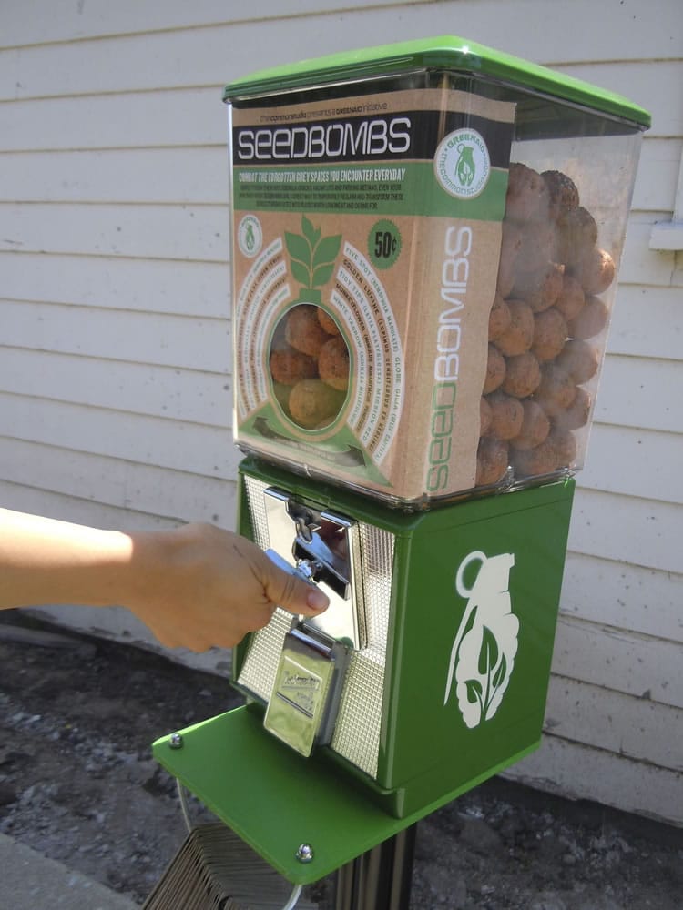 &quot;Put in two quarters, turn the crank and you get a seed bomb,&quot; said Daniel Phillips, an environmental designer who inherited some old candy machines and converted them into seed dispensers.