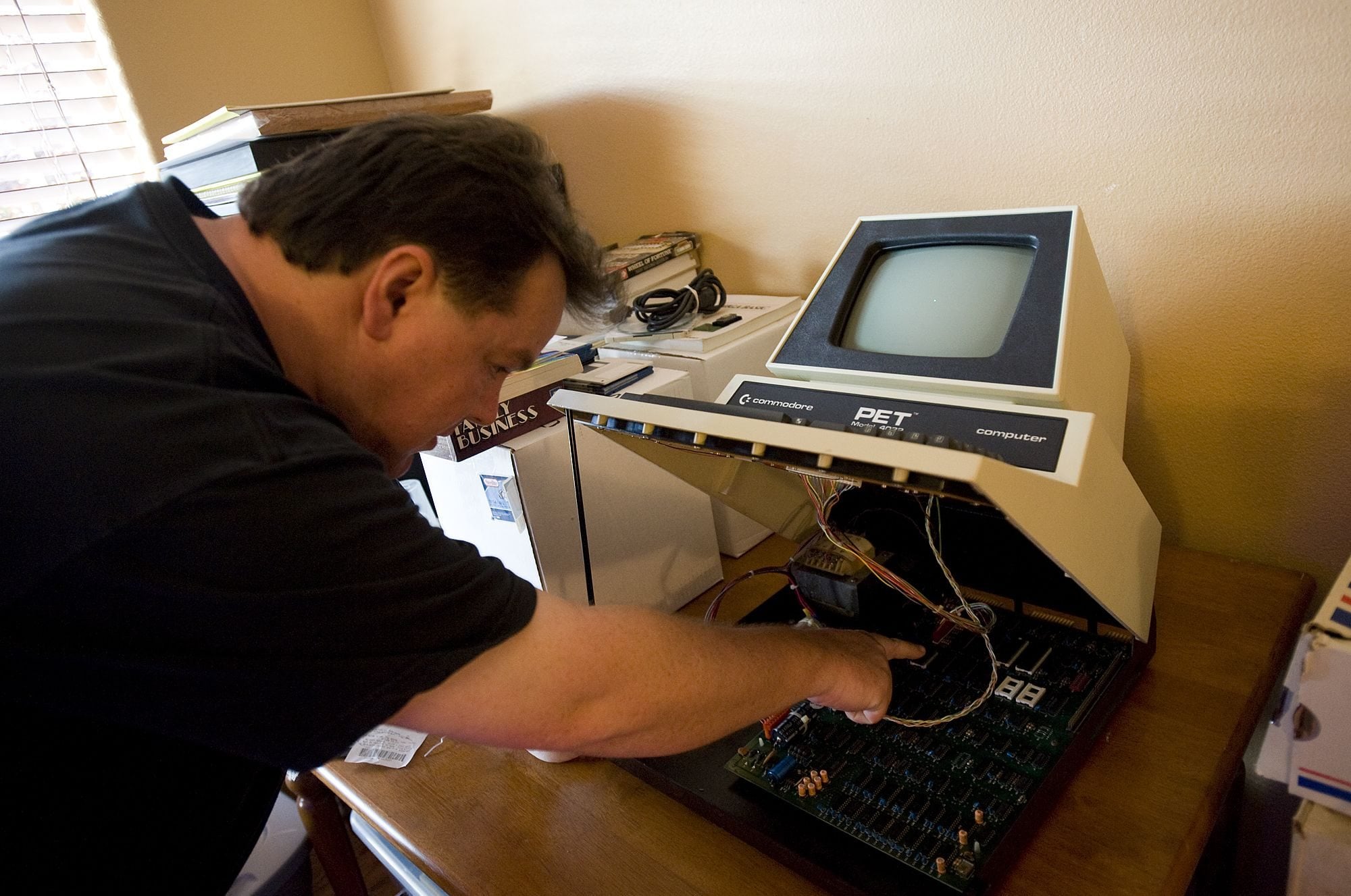 Sean Robinson, founder of the Commodore Computer Club, restored this old Commodore PET computer.