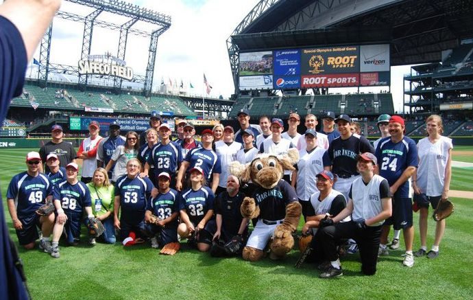 Clark County Special Olympics athletes played a pre-game match against the Special Olympics Metros at Safeco Field in Seattle.