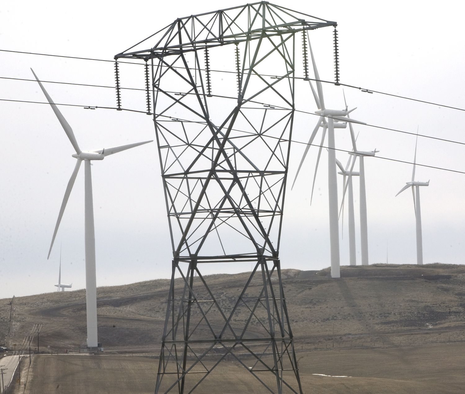 Power lines near Goldendale are at capacity because of power being generated by area wind turbines.