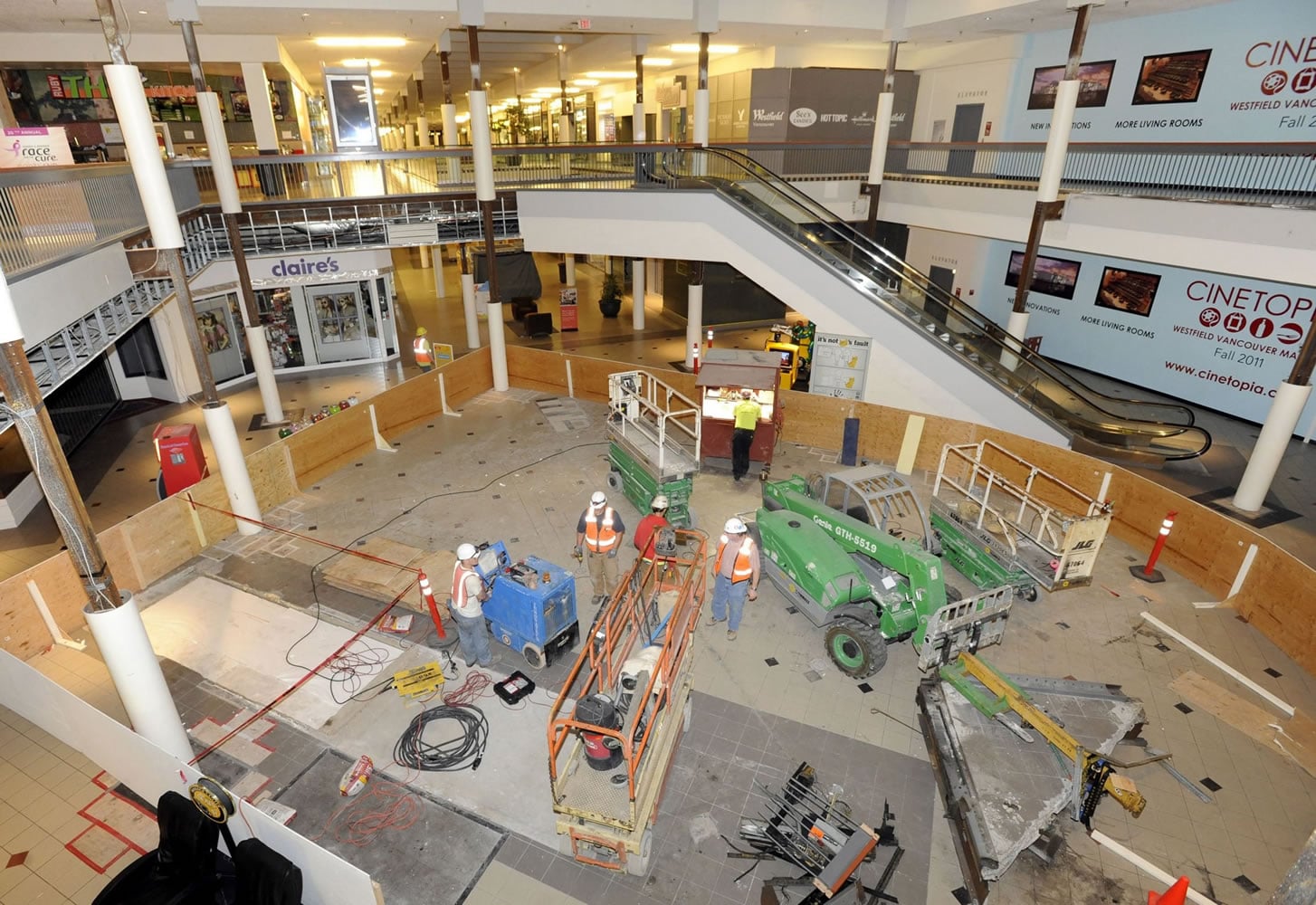 Remodeling at Westfield Vancouver mall should be completed by the holiday season, but an adjoining Cinetopia now isn't likely to open until February, three months behind schedule.