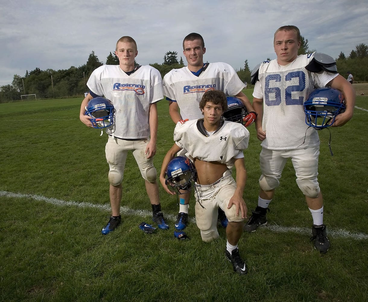Ridgefield standouts (from back left) Clayton Farr, Ian Williams, Tyson Wright and Michael Knox (kneeling).