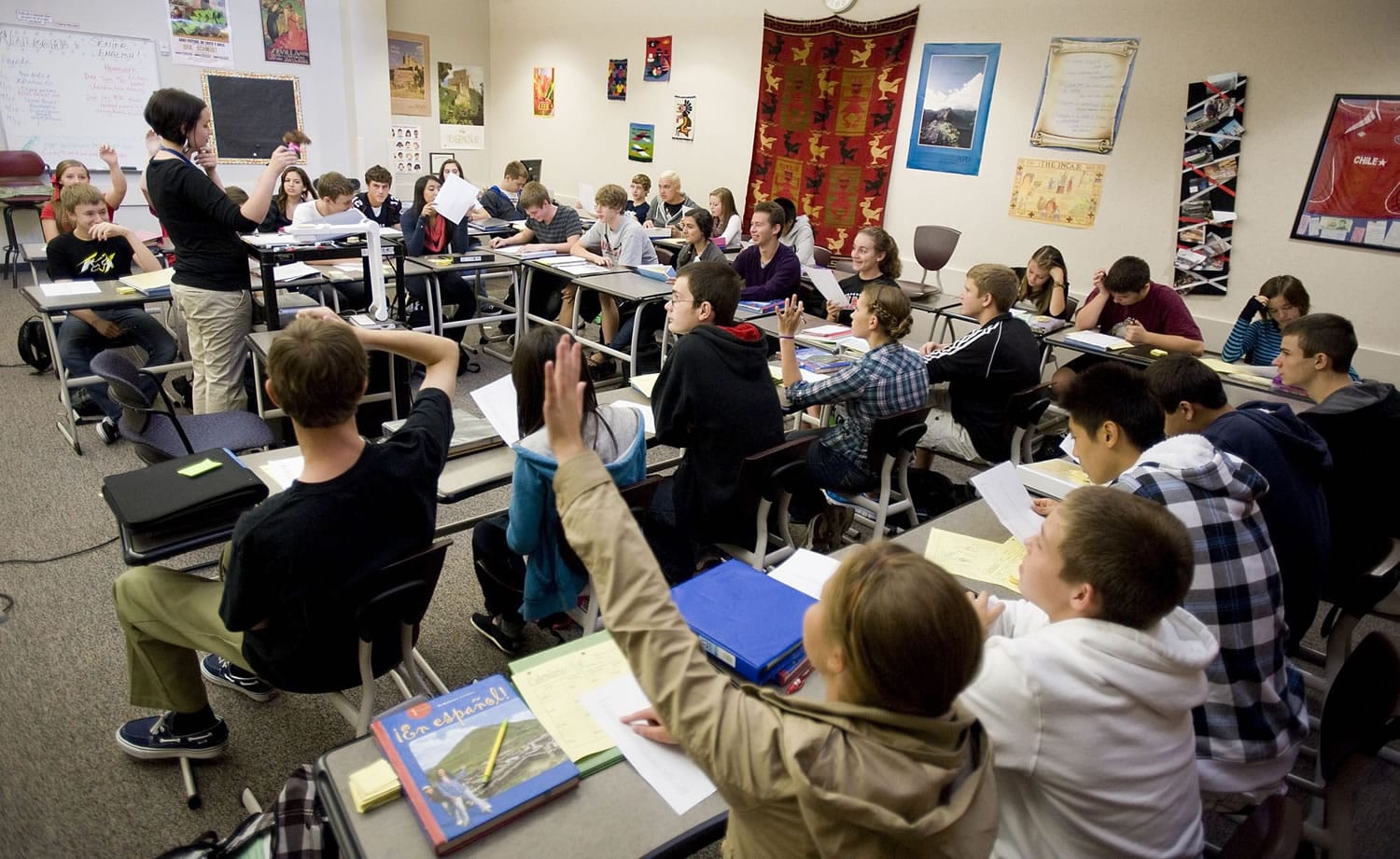 Packed classrooms like the one Jamie Rodda teaches Spanish 1 in are not out of the norm at Camas High School this fall. The district's student enrollment increase 4.6 percent this year, translating into more than 250 students.