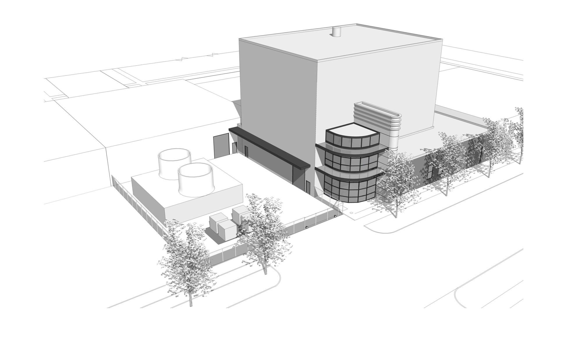 A drawing of a biomass plant that Clark County would like to build in downtown Vancouver, at the corner of West 11th and Harney streets.