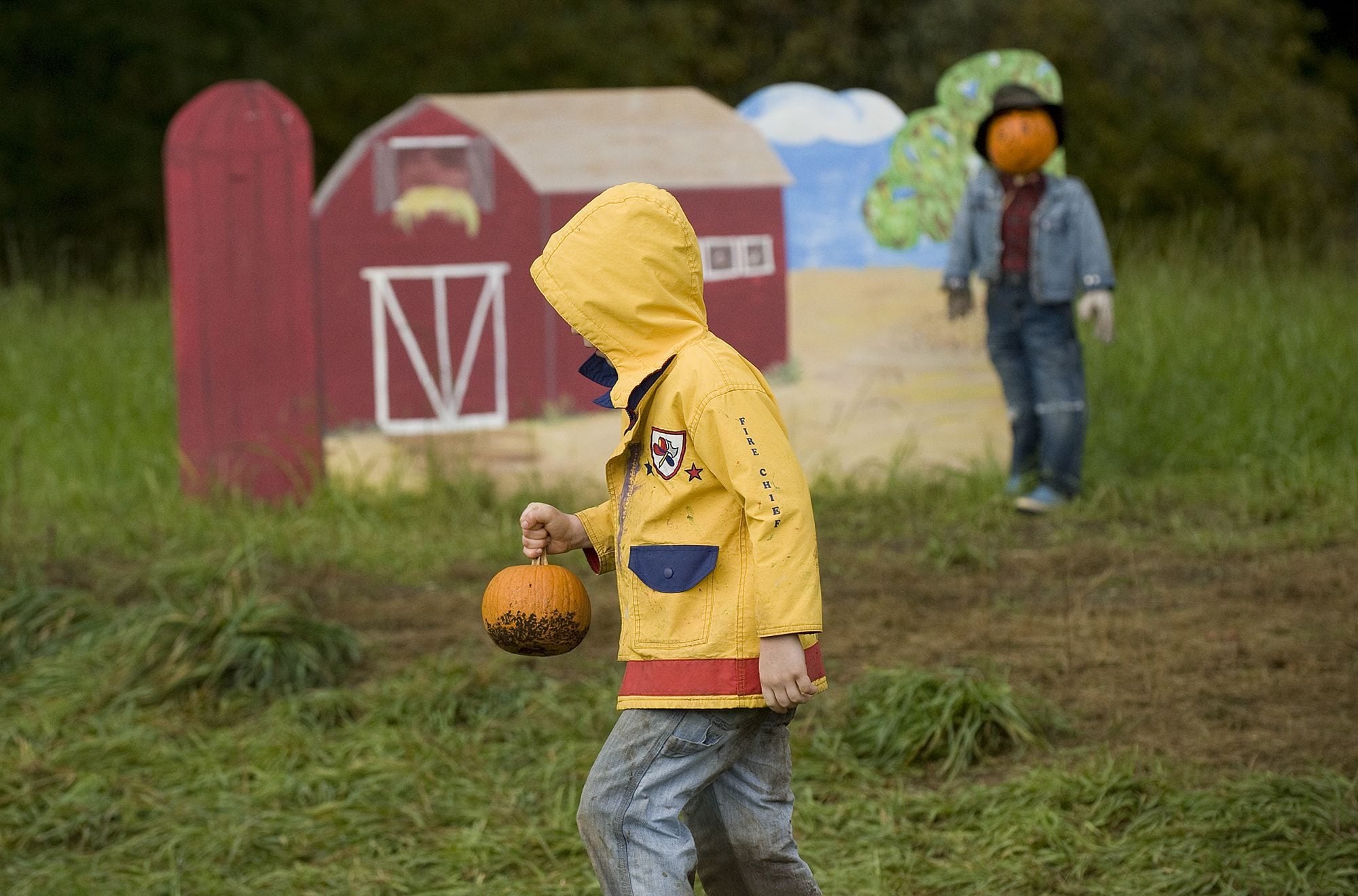Branden Faline of Yacolt searches for the perfect pumpkin at Pomeroy Farm in 2010.