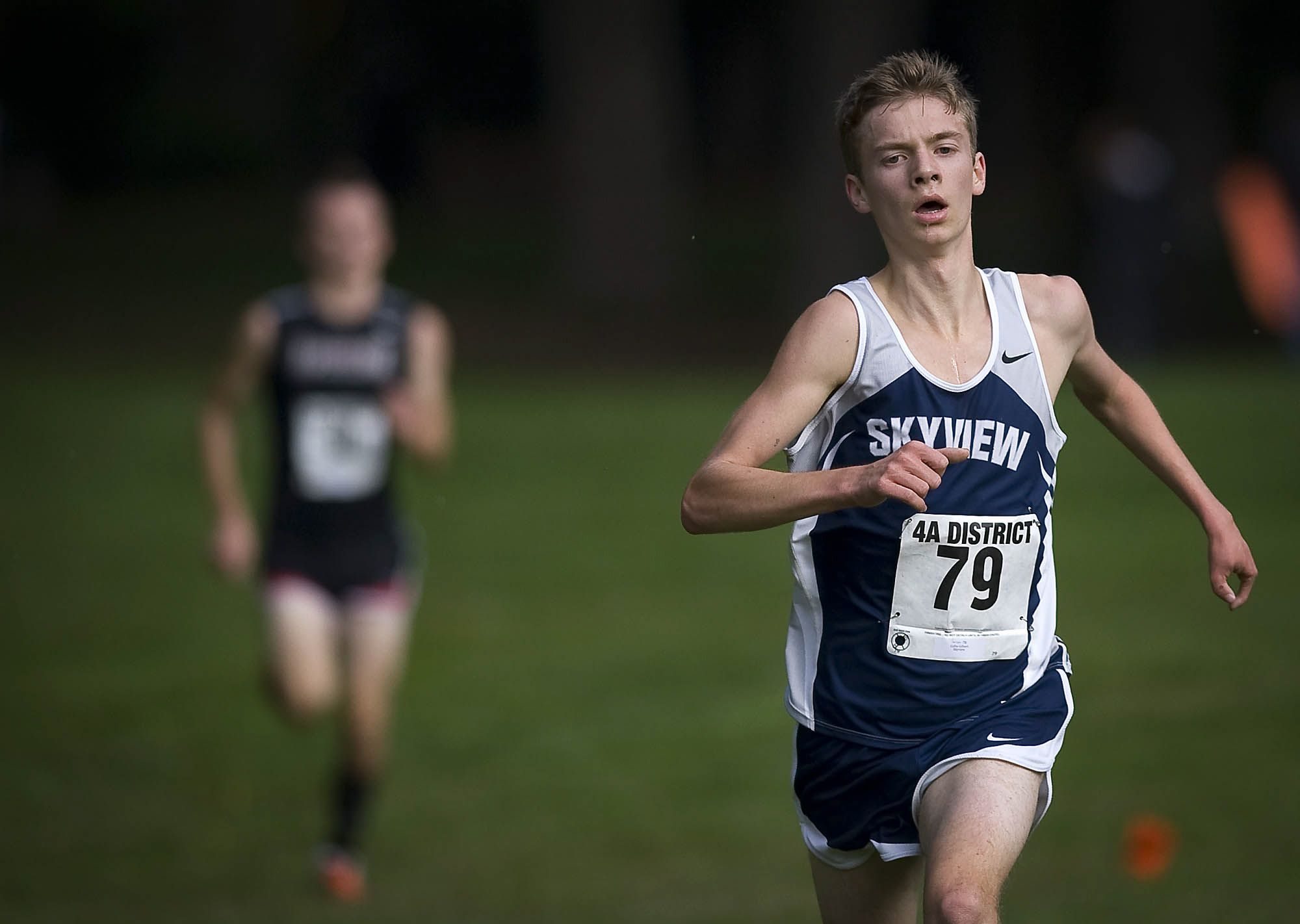 Skyview junior Colby Gilbert made good use of the hills at Lewisville Park, running to a Class 4A district championship.