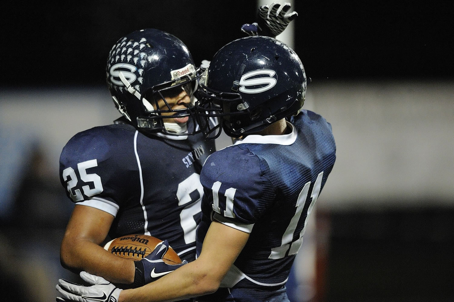 Safeties Mo Morrison (25) and David Garlington have combined for eight interceptions this year for Skyview.