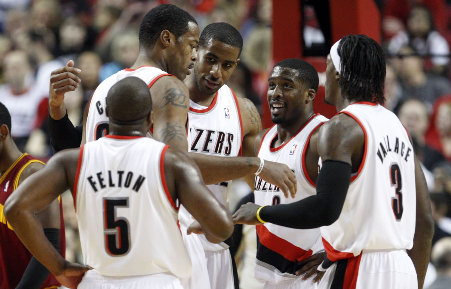 Raymond Felton (5), along with Trail Blazers teammates (from left) Marcus Camby, LaMarcus Aldridge, Wesley Matthews and Gerald Wallace know they have something special in Portland.