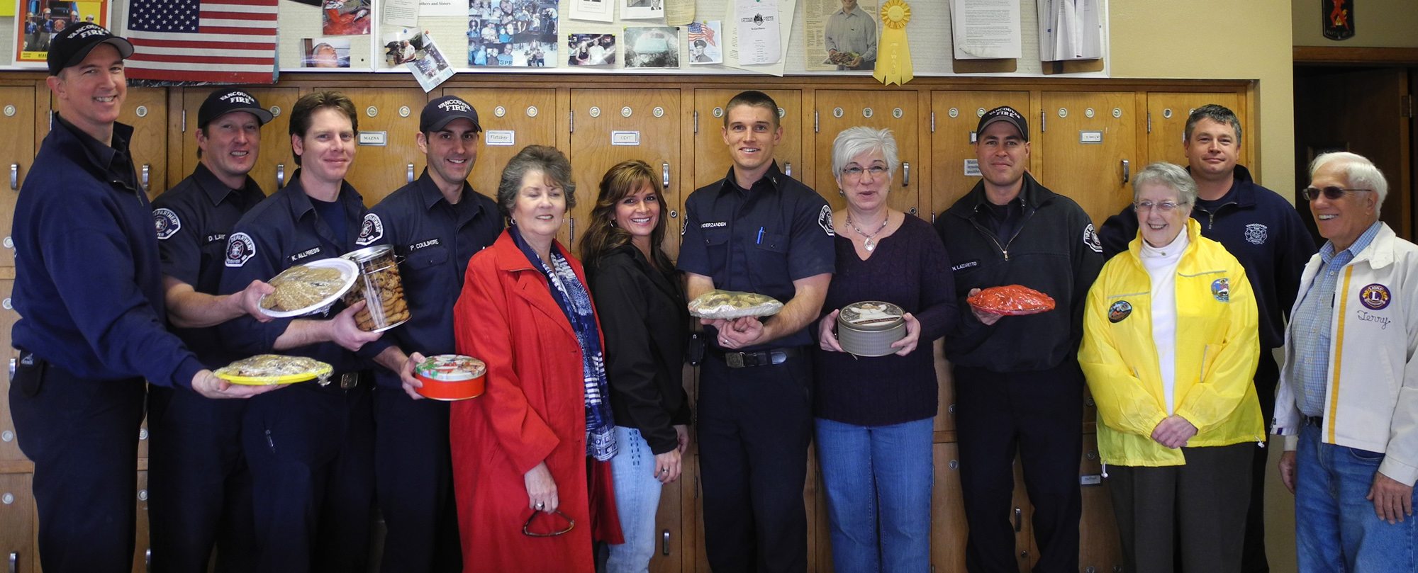 Esther Short: Fort Vancouver Lions Club presented homemade cookies to Vancouver Fire Station 1 in conjunction with First Responders Day.