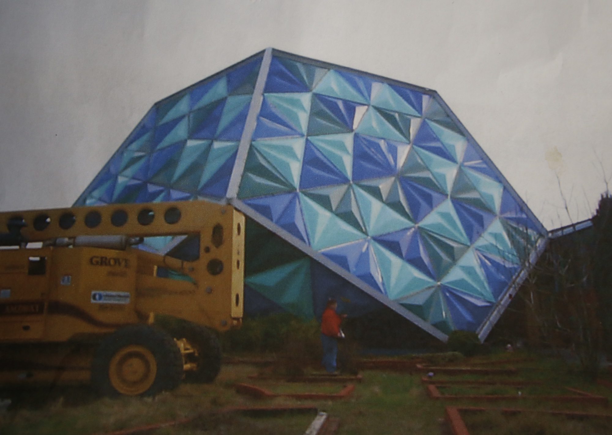 Mark Keppinger had this photo on display of the Oregon Museum of Science and Industry&#039;s old planetarium while he sold pieces of the building&#039;s shell on Sunday at the 11th annual Clark County Antique and Collectible Show.