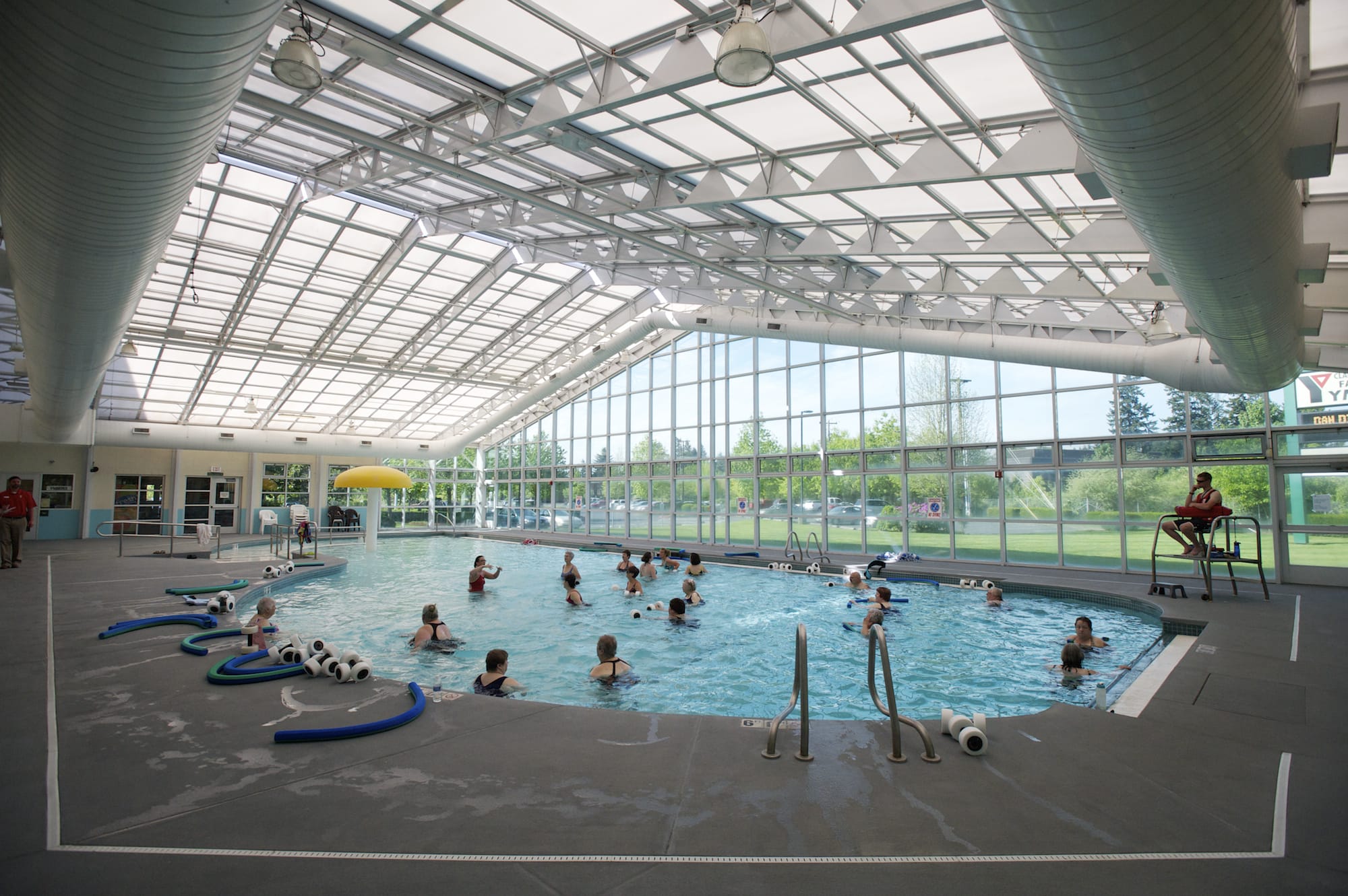 The pool at the Clark County Family YMCA, shown on Monday, will remain, and a new six-lane lap pool will be added as part of an upcoming remodel.