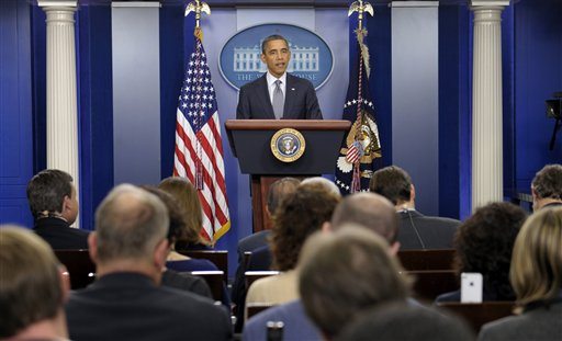 President Barack Obama speaks in the briefing room of the White House in Washington Friday, where he declared an end to the Iraq war, one of the longest and most divisive conflicts in U.S.