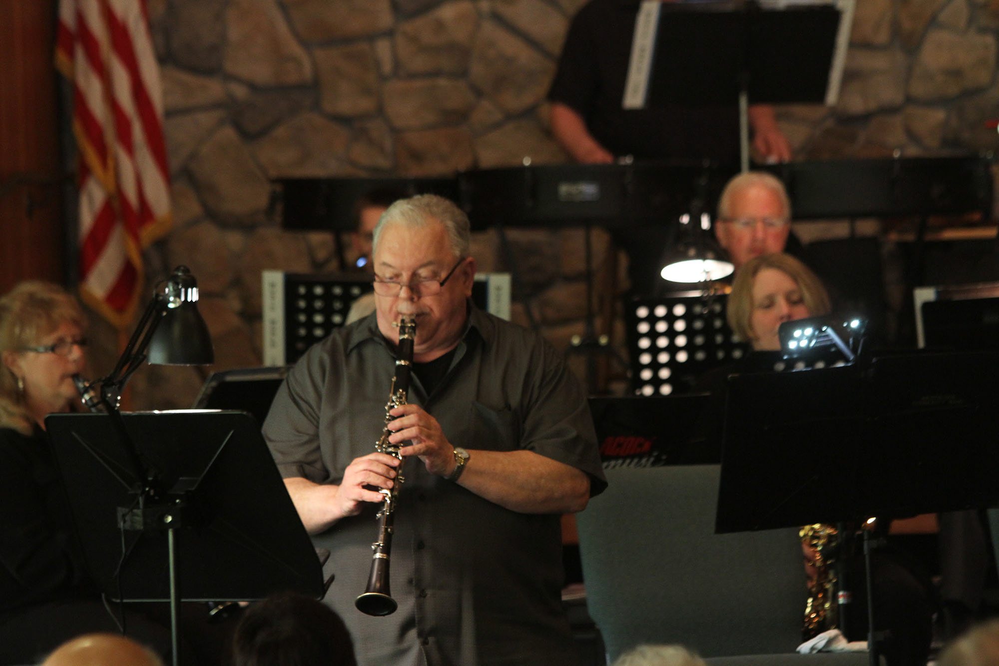 Dennis Pieren, left, performs a clarinet solo at the Westwinds Community Band&#039;s Salute to Big Band last year.