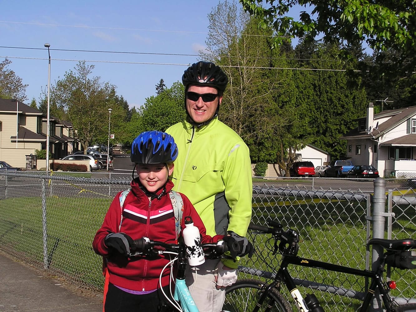 Bagley Downs: Edwin Quick and his daughter, Lili Bower Quick, rode their bikes to Roosevelt Elementary School on National Bike to School Day on May 9.