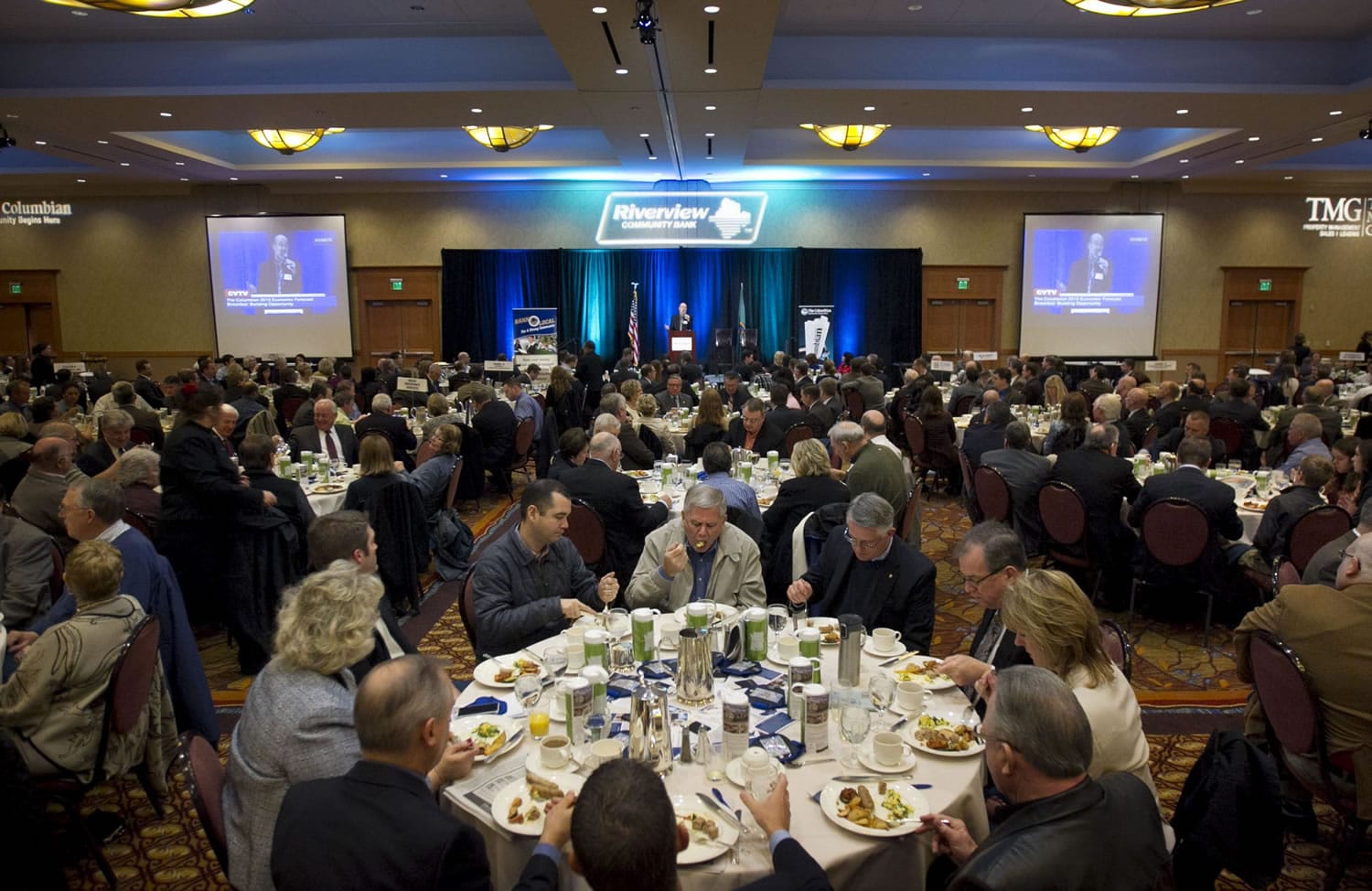 Participants at the Columbian's annual Economic Forecast breakfast listen to speeches in Vancouver in 2015.  This year's breakfast is Jan. 21.