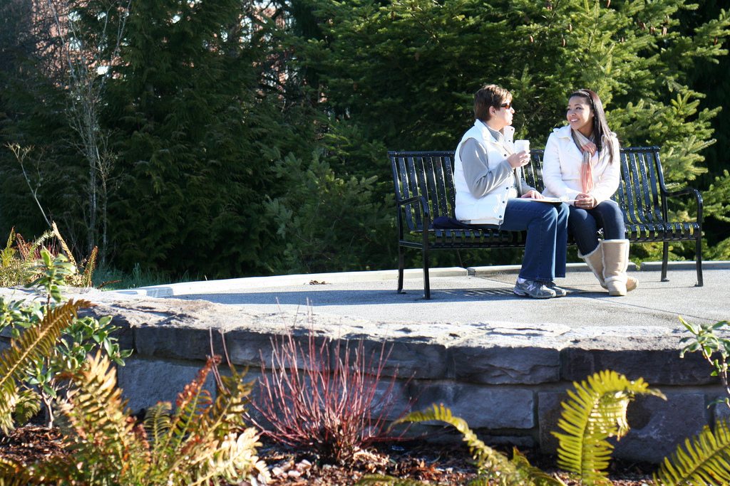 Salmon Creek: This new seating area honors late campus development manager Earl L.