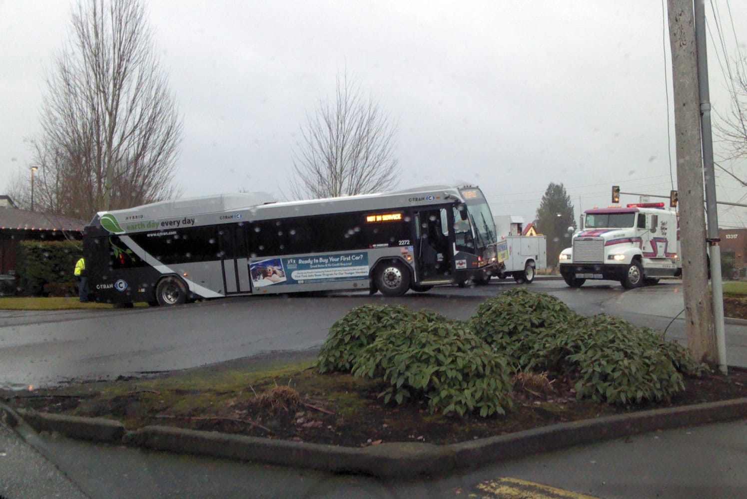 This C-Tran bus got stuck in a Salmon Creek fire station driveway around 6:45 a.m.