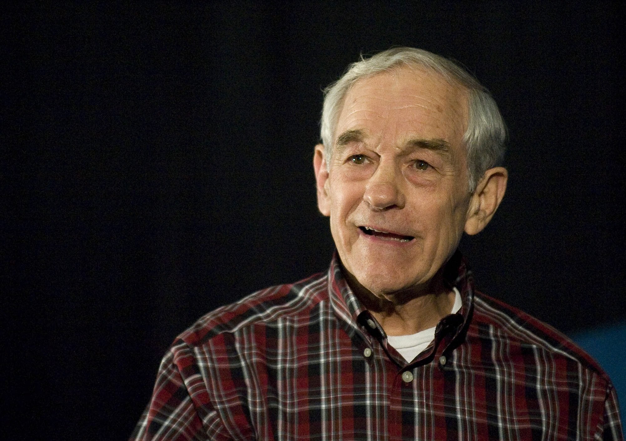 Presidential candidate Ron Paul speaks to a crowd at the Clark County Events Center at the Fairgrounds on Friday.