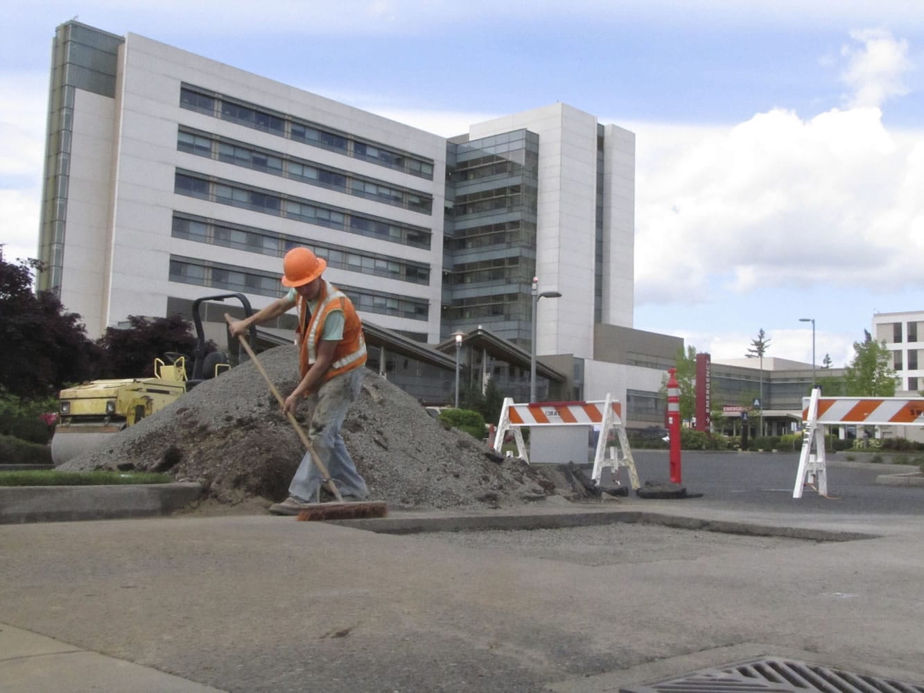 A sinkhole closed a main entry to PeaceHealth Southwest Medical Center on Wednesday in Vancouver,