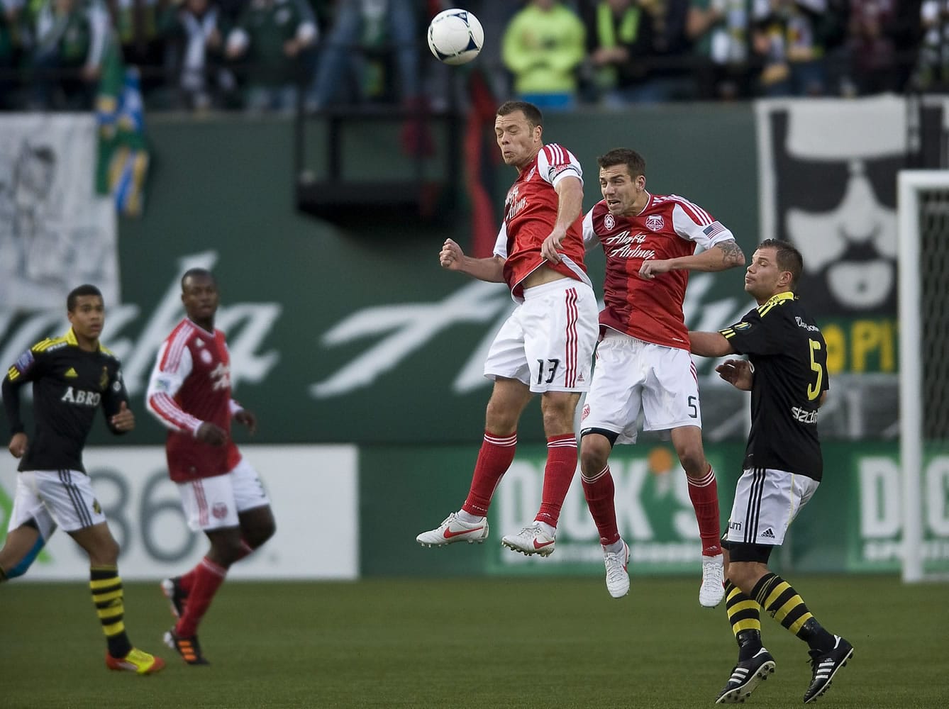 Timbers captain Jack Jewsbury (13) knows there are big expectations this season and he's eager for the challenge.