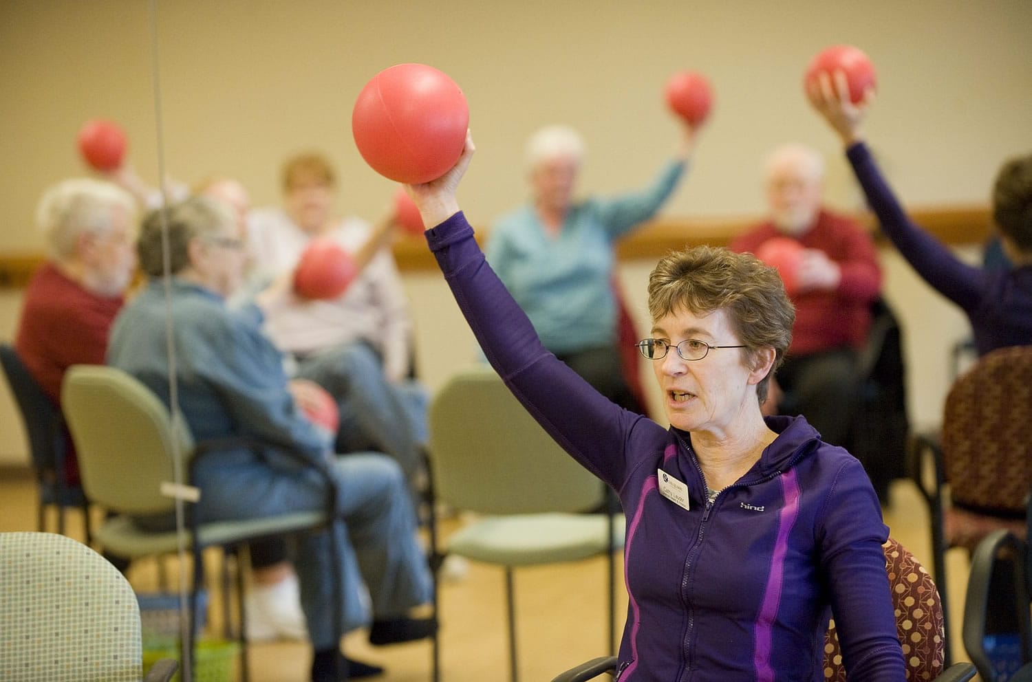 Cathy Lauder leads an exercise class for people with Parkinson's disease at Vancouver's The Quarry Senior Living.
