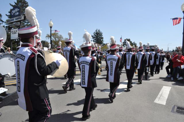 Battle Ground: The Daybreak Middle School band marches toward glory at the Loyalty Days Parade in Long Beach.