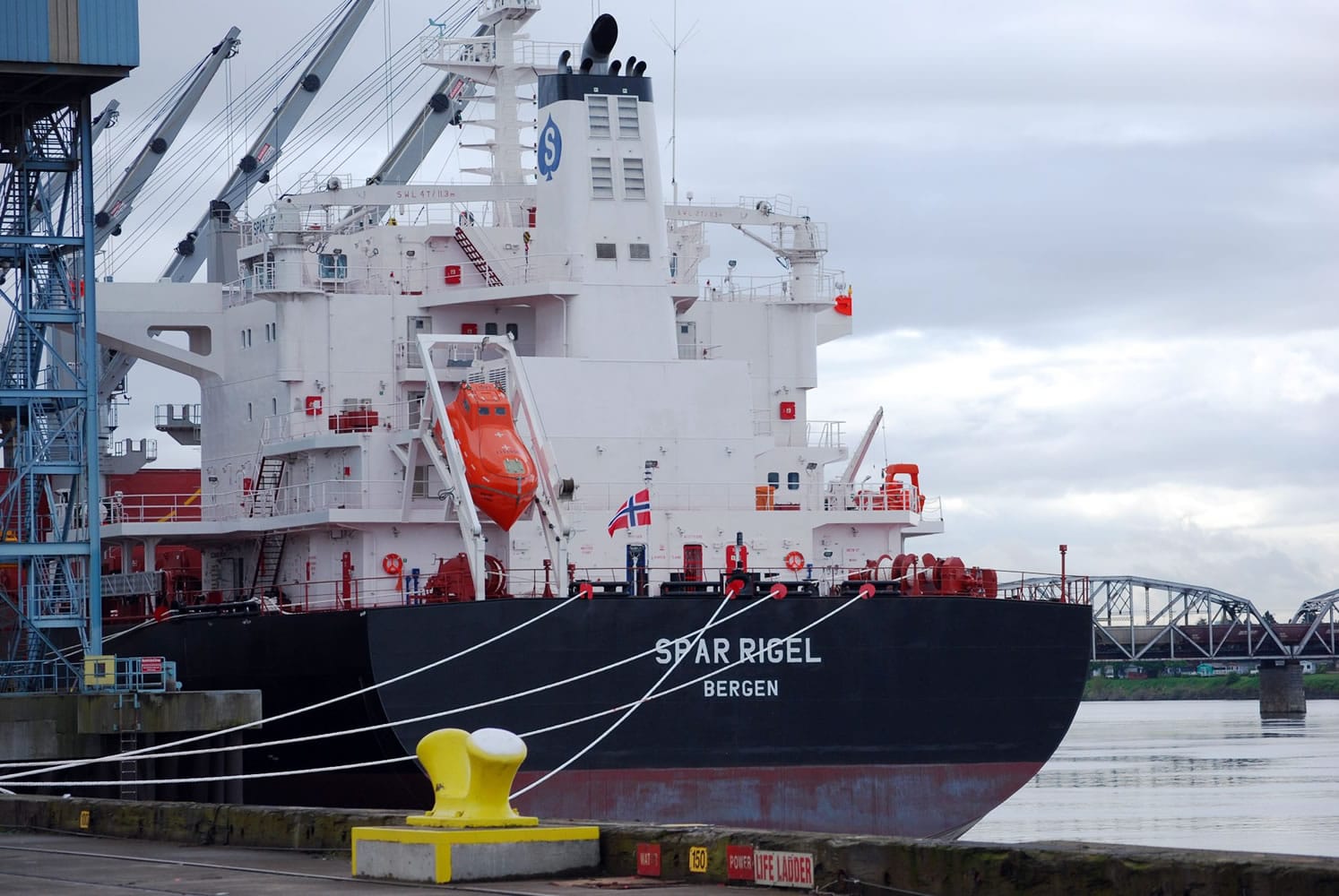 The grain ship Spar Rigel, docks for loading at the Port of Vancouver, which exported 3.6 million metric tons of wheat in 2011, a 2.7 percent decrease from the 3.7 million metric tons of wheat shipped in 2010.