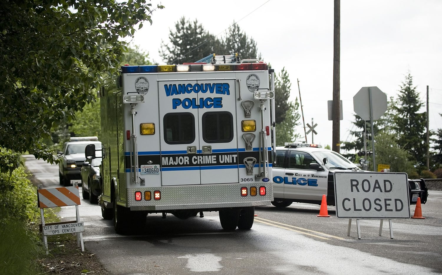 Vancouver police investigate a homicide May 26 along Southeast Evergreen Highway.