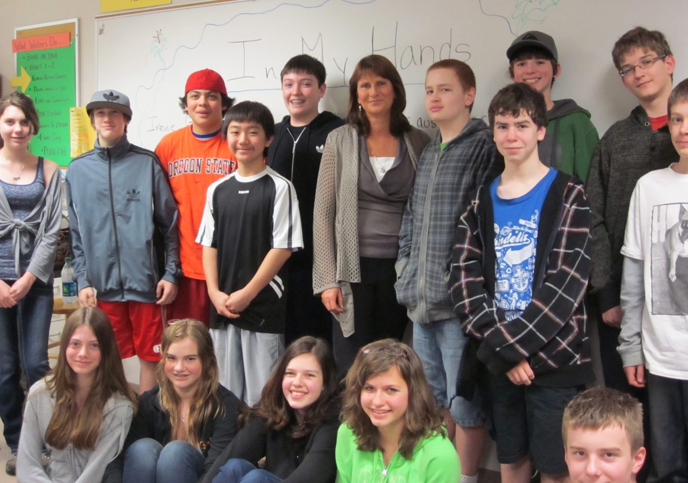 Marrion: Jeannie Smith, the daughter of a Polish Holocaust survivor, shared her mother's heroic story with seventh-and eighth-grade students at Cascadia Montessori Middle School on April 12.