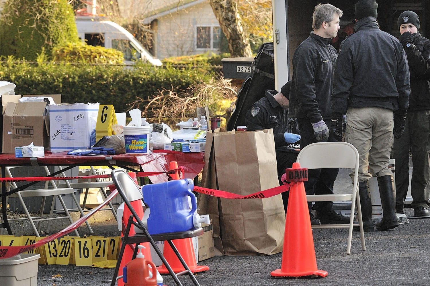 Local police, ATF and the sheriff's department investigate the Dec.