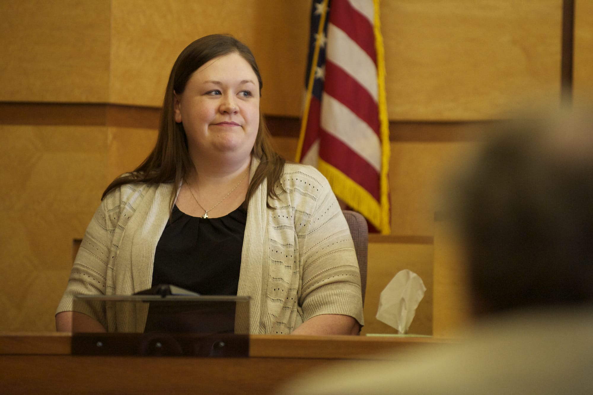 Alayna Higdon,  here Thursday in Clark County Superior Court, resumed testifying Friday morning. Of her ex-boyfriend's autistic sons, she said, &quot;I loved them.