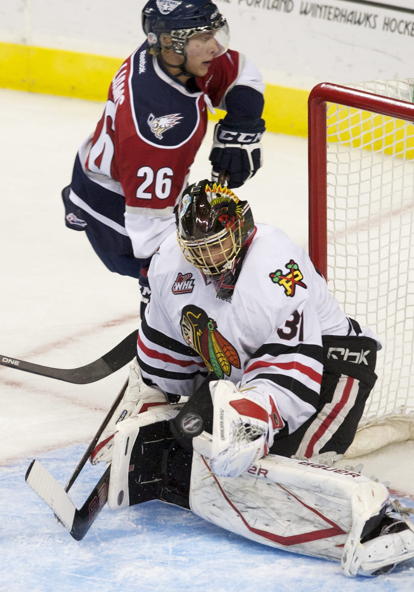 Steven Lane/The Columbian
Portland Winterhawks goaltender Mac Carruth has stopped 92 percent of the shots he has seen in these playoffs, the 19-year-old's third as the team's top netminder.