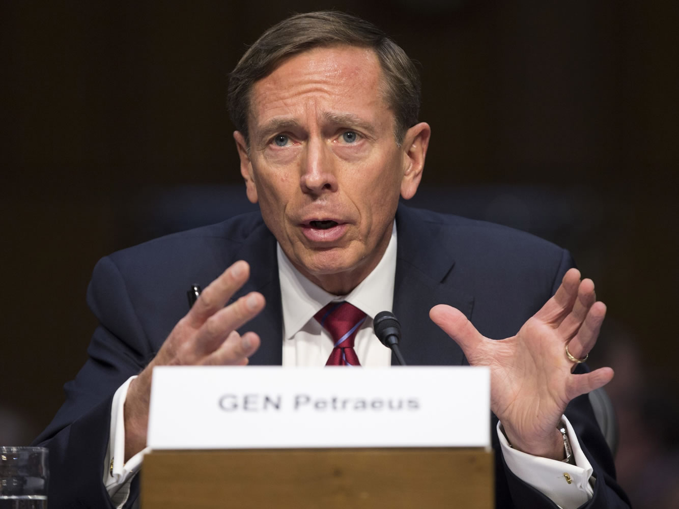 Former CIA Director David Petraeus testifies on Capitol Hill in Washington. The House Benghazi Committee that is looking into the deadly 2012 attacks in Benghazi, Libya is interviewing Petraeus behind closed doors as the investigation enters its third calendar year, and a presidential election year.