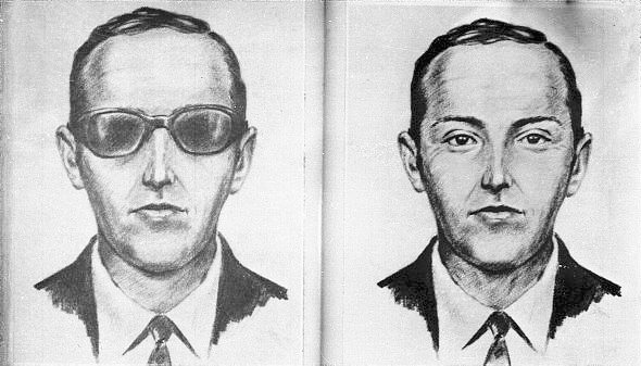 An artist's rendering of D.B. Cooper, who hijacked a 727 airliner on Nov. 24, 1971, and then extorted a $200,000 ransom.