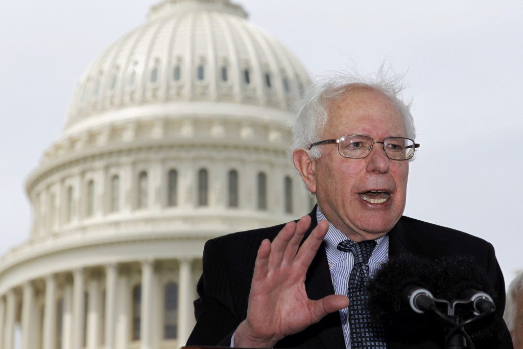 Sen. Bernie Sanders, I-Vt., gestures during 2011 a news conference on Capitol Hill in Washington to discuss single-payer health care bills in the Senate and House.