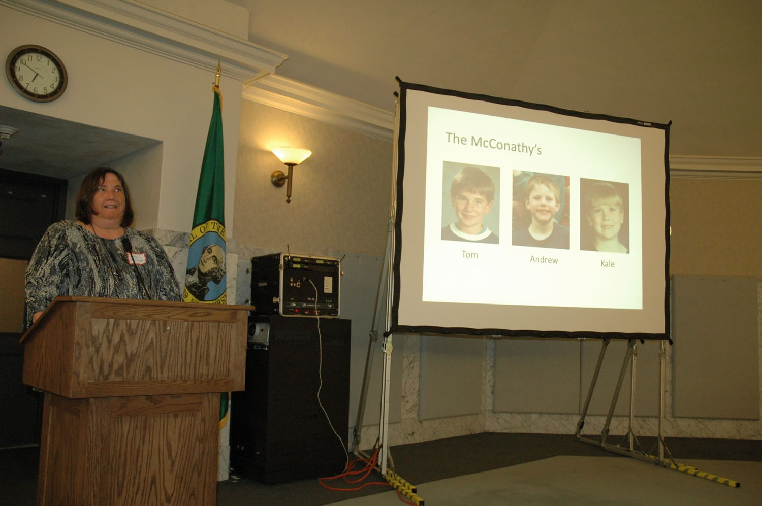 Vancouver mom and Head Start teacher  Judy McConathy shared the story of her three sons at a Thursday evening reception that included Gov.