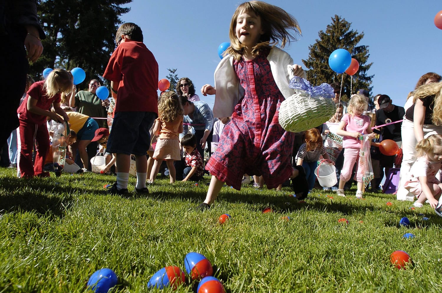 Hundreds of children will race to fill their baskets with Easter eggs Saturday morning at Esther Short Park.