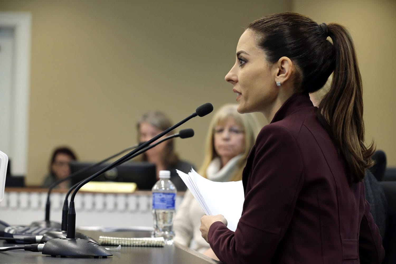 In this photo taken Jan. 20, 2016, Kerri Kasem, right, the daughter of the late radio personality Casey Kasem, waits to testify during a hearing at the Capitol in Olympia, Wash. Kasem and others are seeking easier ways for family and friends to visit ailing elders, after she was blocked from seeing her father, who died at 82 in Gig Harbor, Wash., in 2014 due to a long legal battle over his care between his three adult children from a previous marriage and Jean Kasem, his second wife. (AP Photo/Ted S. Warren) (Photos by Ted S.