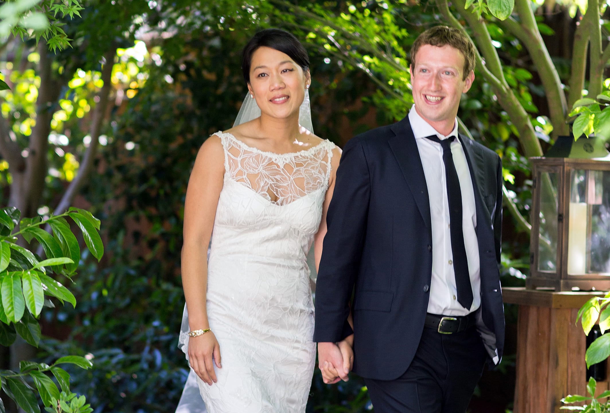 Facebook founder and CEO Mark Zuckerberg and Priscilla Chan were married Saturday at Zuckerberg's Palo Alto, Calif., home.