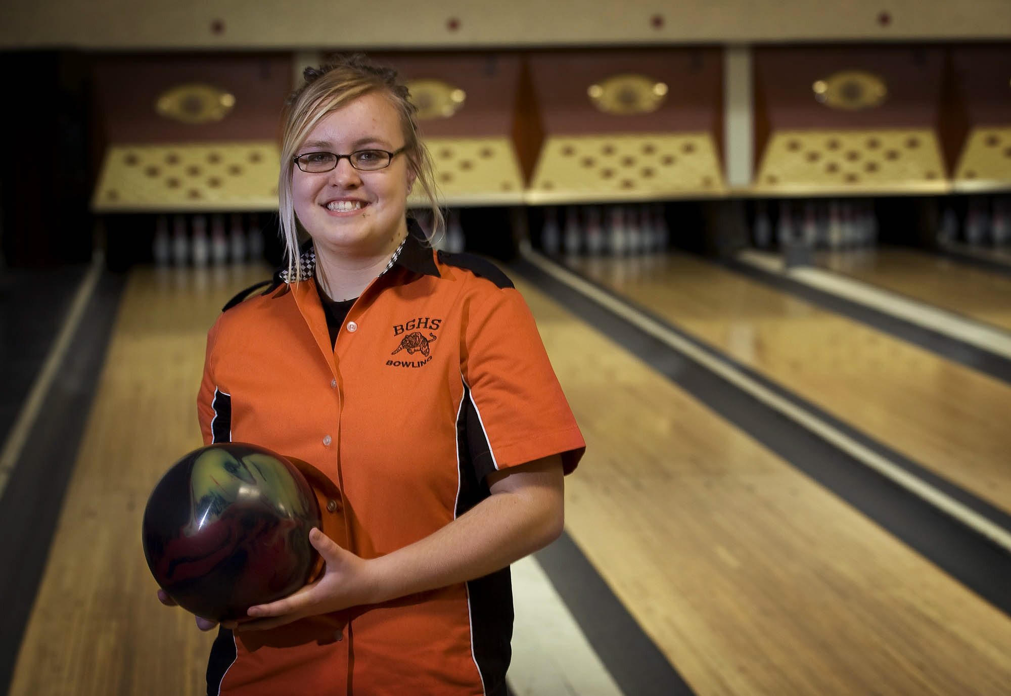 Battle Ground's Wylicia Faley poses for a portrait before a match at Tiger Bowl on Monday December 12, 2011.