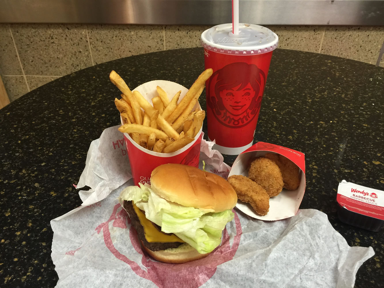 The &quot;4 for $4 deal,&quot; at a Wendy&#039;s restaurant.