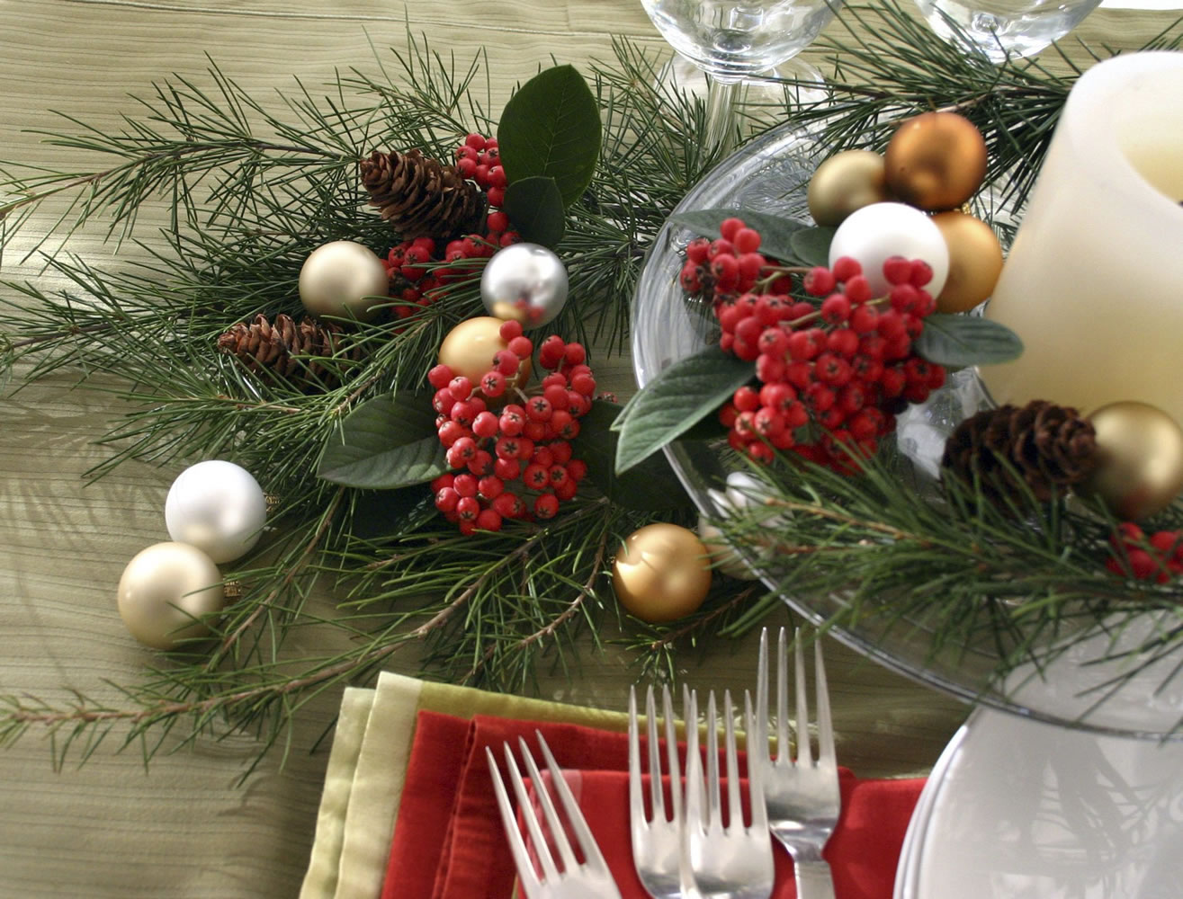 Sandy Hu/The Associated Press Even after the holidays are over, some designers say pine branches can be used in home decor all winter long, as demonstrated in this table setting styled by Zelda Gordon.